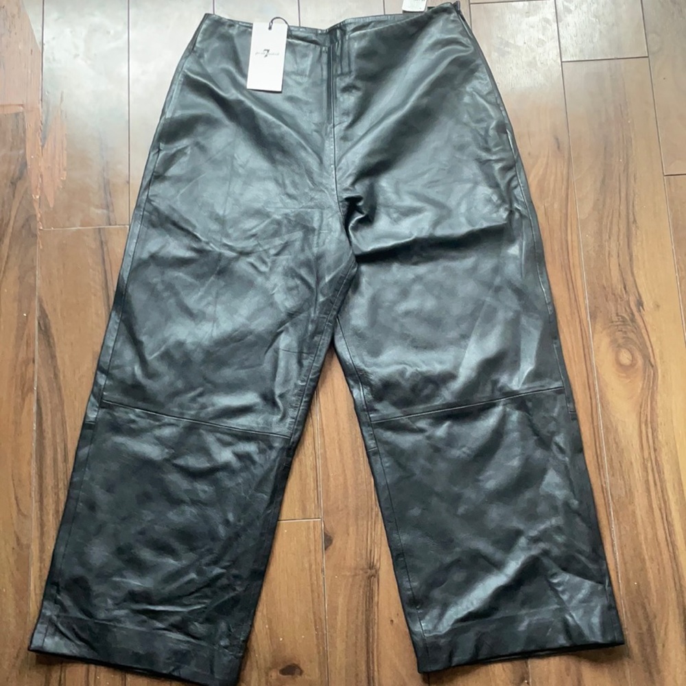 7 For All Mankind Leather Cropped Gaucho Pants